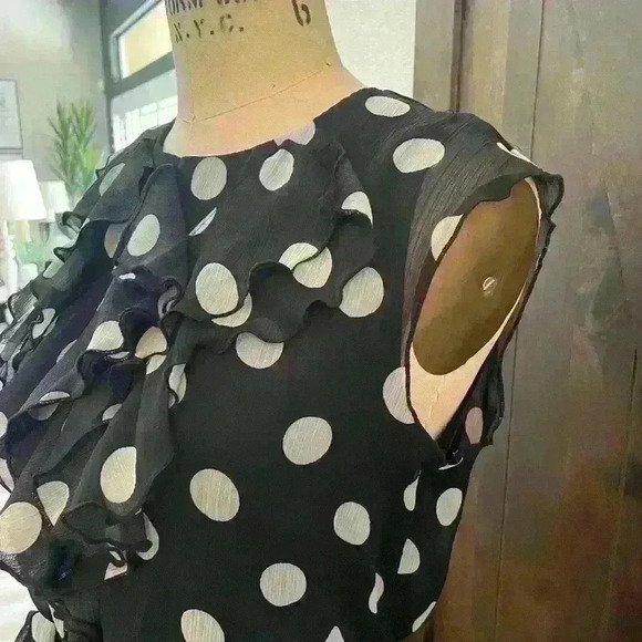 Soho Black and White polka Dot Lined dress - Picture 5 of 8